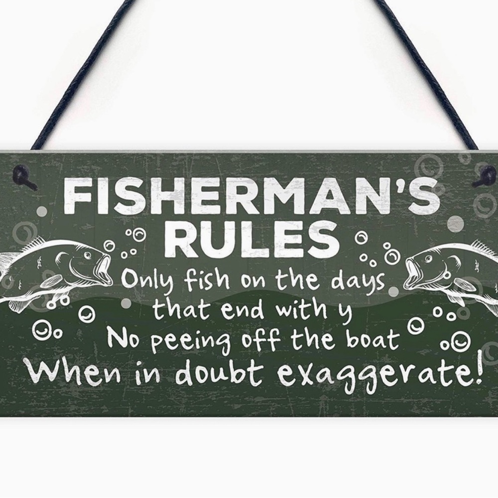 NWT Fisherman’s Rules Wooden Plaque